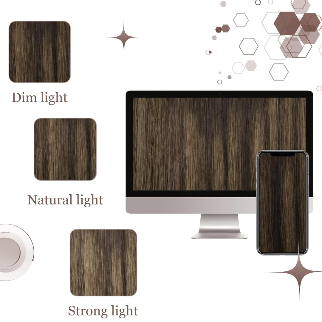 Hetto Echthaar Clip in Extensions Ombre Braun Extensions Clip in Echthaar Remy Clip in Haarverlanger
