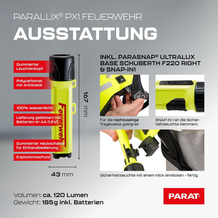 PARALUX® PX1 FEUERWEHR Set für Schuberth F220 Rechts (Länge x Breite x Tiefe 167 x 41 x 43 mm, Gewic
