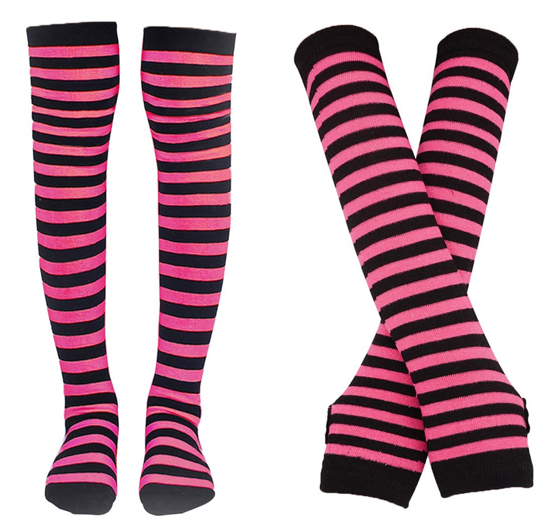 Bienvenu Damen Langer Armwärmer im Punk-,Gothic- und Rock-Stil,fingerlose Handschuhe Fuchsia, Fuchsi