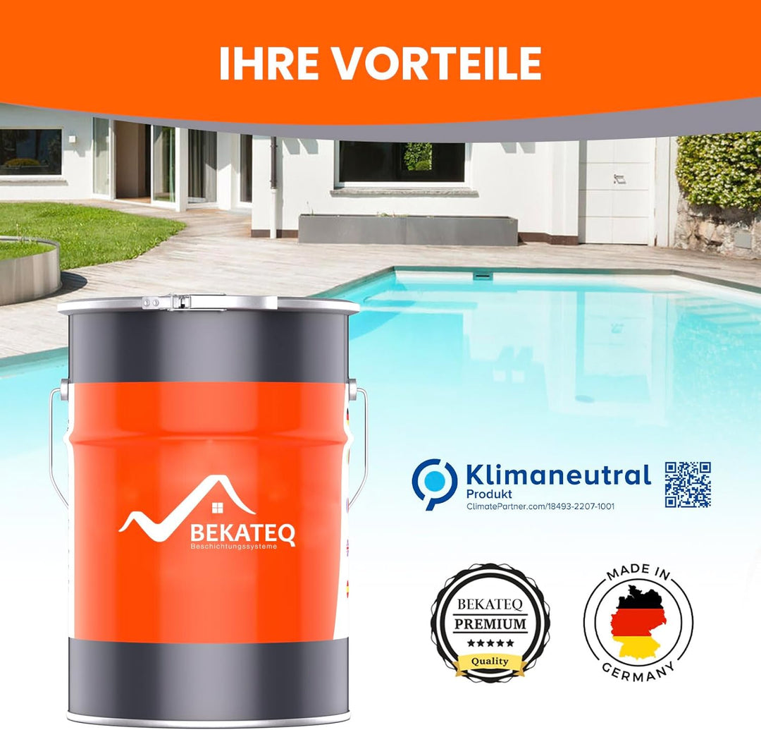 BEKATEQ 2K PU Poolfarbe Capriblau 1kg I Glänzende Schwimmbadfarbe für Poolbecken aus GFK, Polyester,