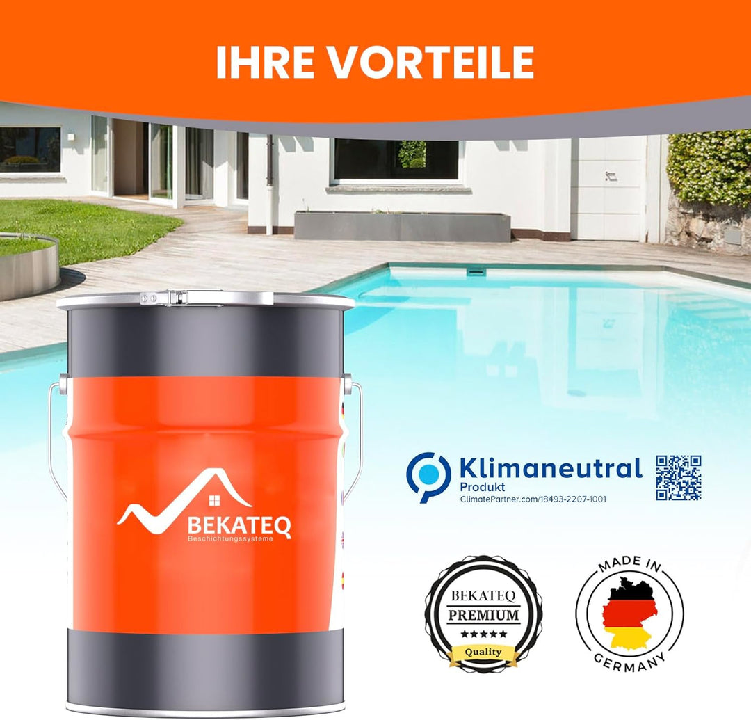 BEKATEQ BK-800EP 2K Poolfarbe 1KG RAL7035 Lichtgrau - zweikomponentige PU Schwimmbadfarbe für Becken