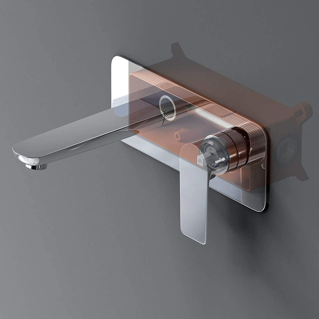 doporro Design Wandarmatur aus Messing Waschbeckenarmatur für Wandmontage Einhebel-Waschtischmischer