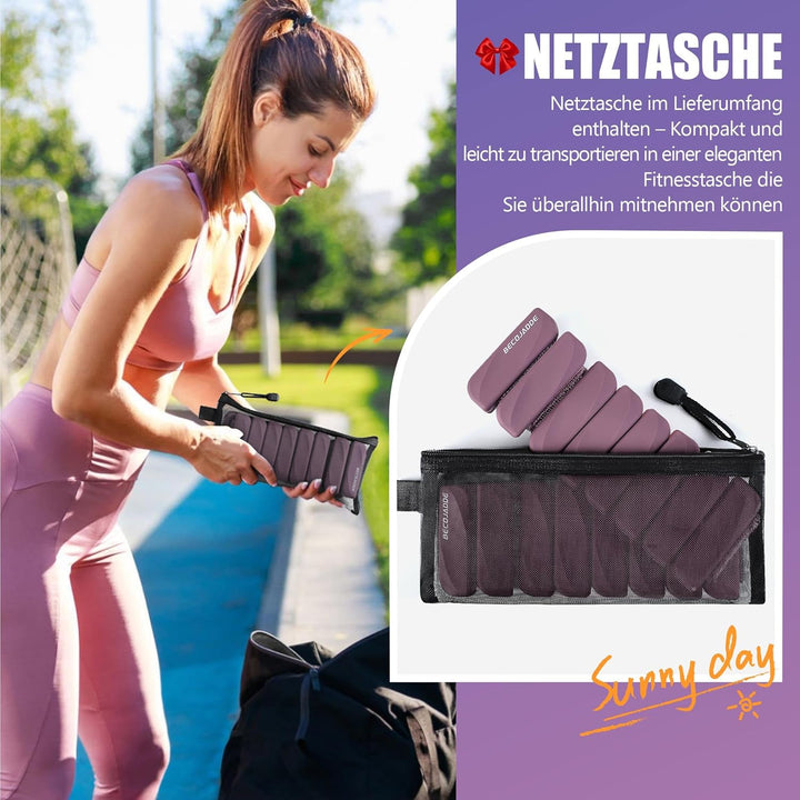 BECOJADDE Gewichtsmanschetten fuss 0.45 KG / 0.9 KG Je Gewichte für Beine und Arme Set 2 Ankle Weigh