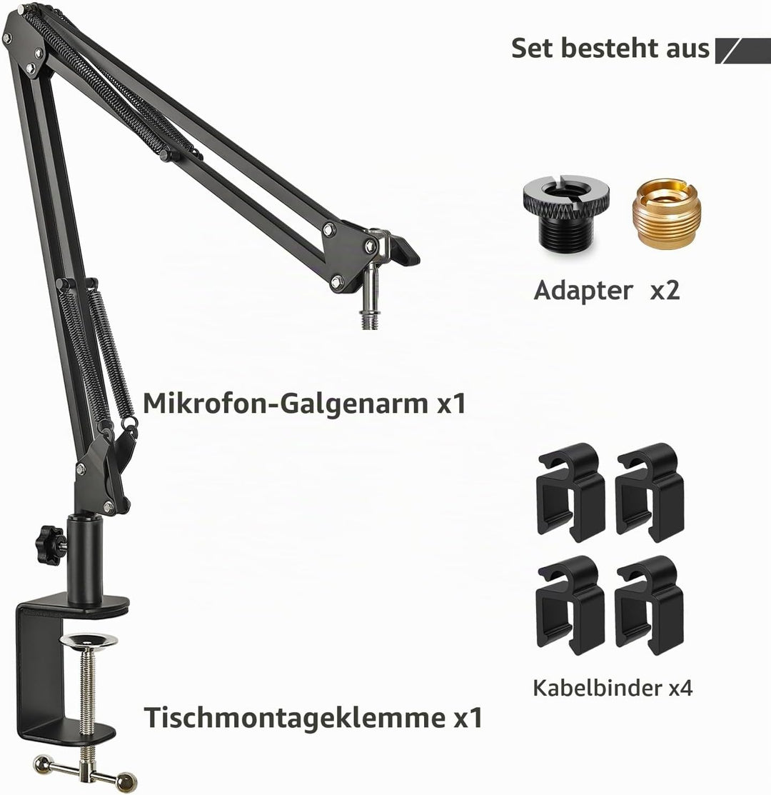 Einstellbare Mikrofon Arm, Mikrofonarmständer Kompatibel mit Seiren X Mini V2 V3 USB Streaming Mikro