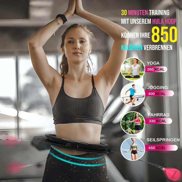 JADOGAR Smart Hula Hoop, Modern Hullahub Reifen zum Abnehmen mit 24 Verstellbaren Knoten, Hula Hoop