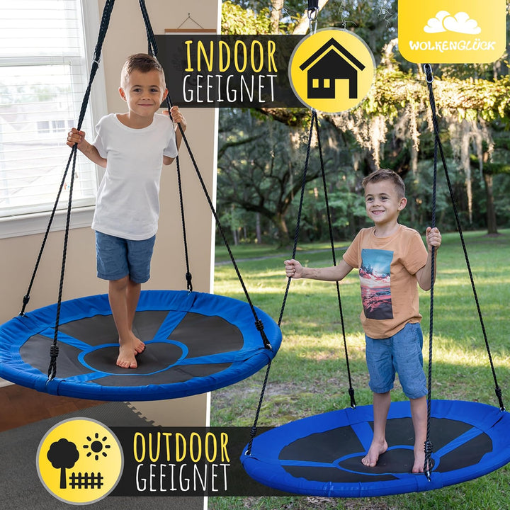 WOLKENGLÜCK® Nestschaukel [Ø 110 cm] - Höhenverstellbare Schaukel Outdoor & Indoor für Kinder und Er