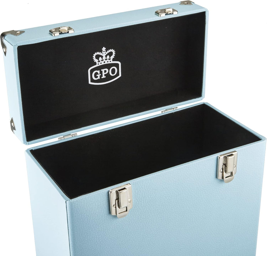 GPO CASE12 Tragbares Aufbewahrungsbox für 12" Schallplatten (für bis zu 30 Vinyl-Schallplatten), Bla