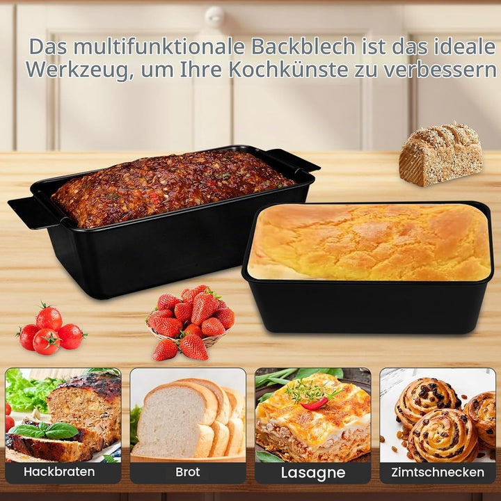 Generisch Brotbackform, Kastenform Brot, 2-in-1 Fleischpastetenform mit Ablaufrost, Backform Rechtec