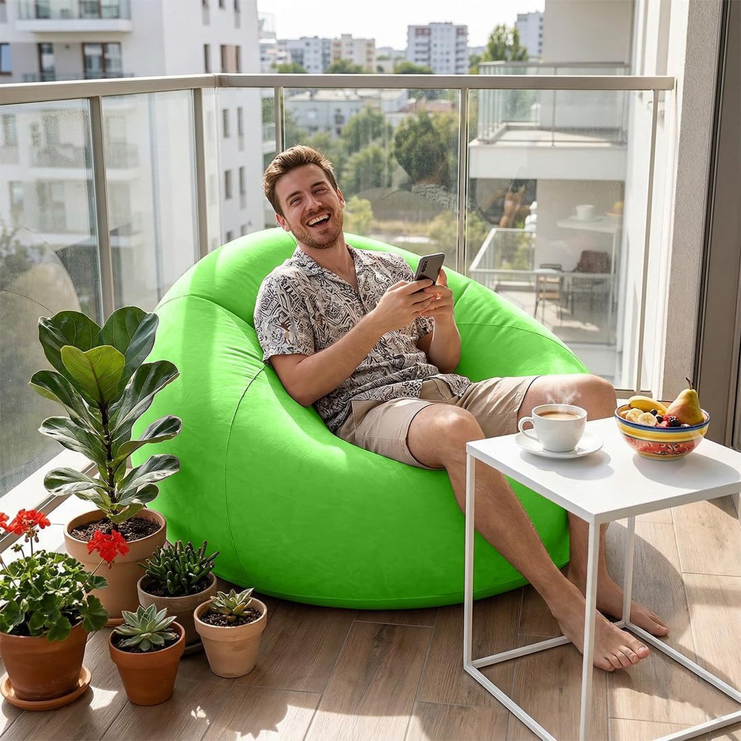 aufblasbarer Bean Bag Sessel 105x105x60cm bis 150kg aus dickwandigem wasserfestem PVC, inklusive Han