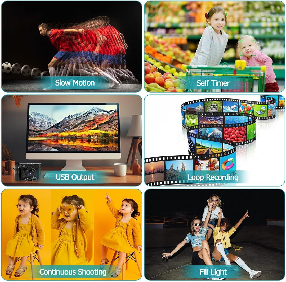 4K 75MP Digitalkamera mit WLAN, 3 Zoll LCD-Bildschirm Fotokamera mit 18X Zoom, Front und Rückobjekti
