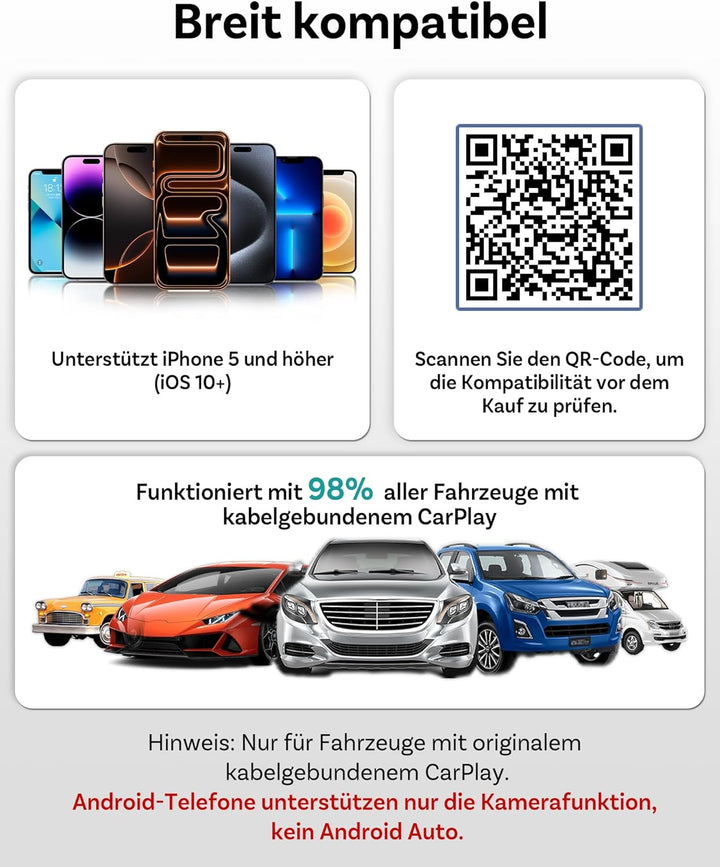 OTTOCAST Cabin Care, 2026 Neues Wireless CarPlay Adapter mit Kamera, Baby Auto Kamera, CarPlay Baby