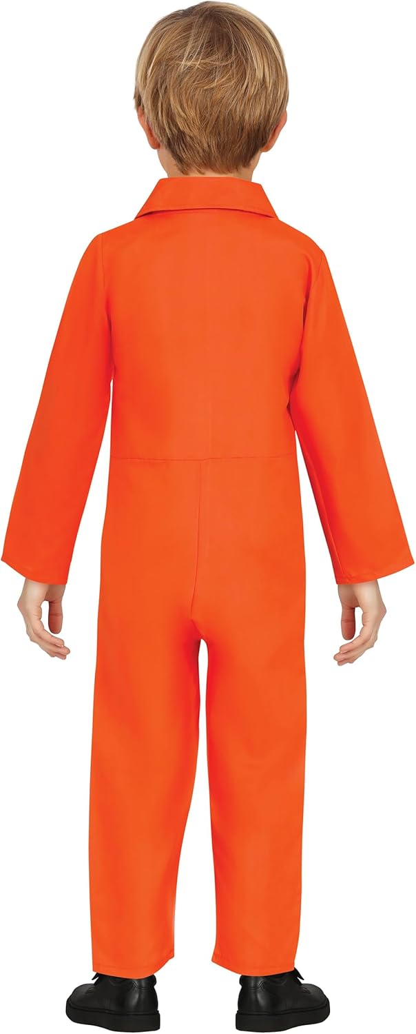 FIESTAS GUIRCA Amerikanischer Sträfling Halloween Kostüm Kinder – Orange Häftling Gefangenen Overall