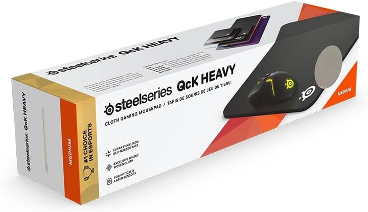 SteelSeries Qck Heavy M - Cloth Gaming Mouse Pad - Extradicke Rutschfeste Gummiunterlage - Grösse M
