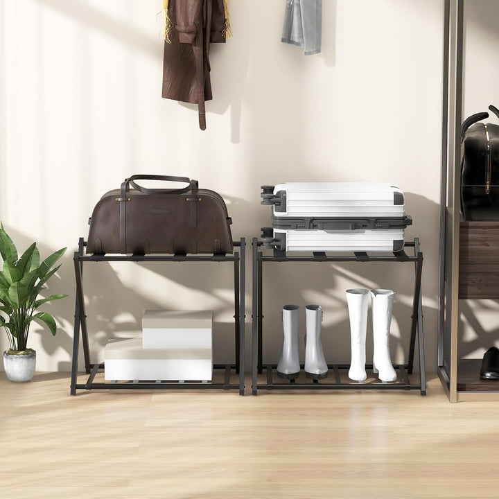 COSTWAY Kofferständer klappbar, Gepäckablage mit 2-Stöckiger Design, Kofferbock Gepäckständer Metall