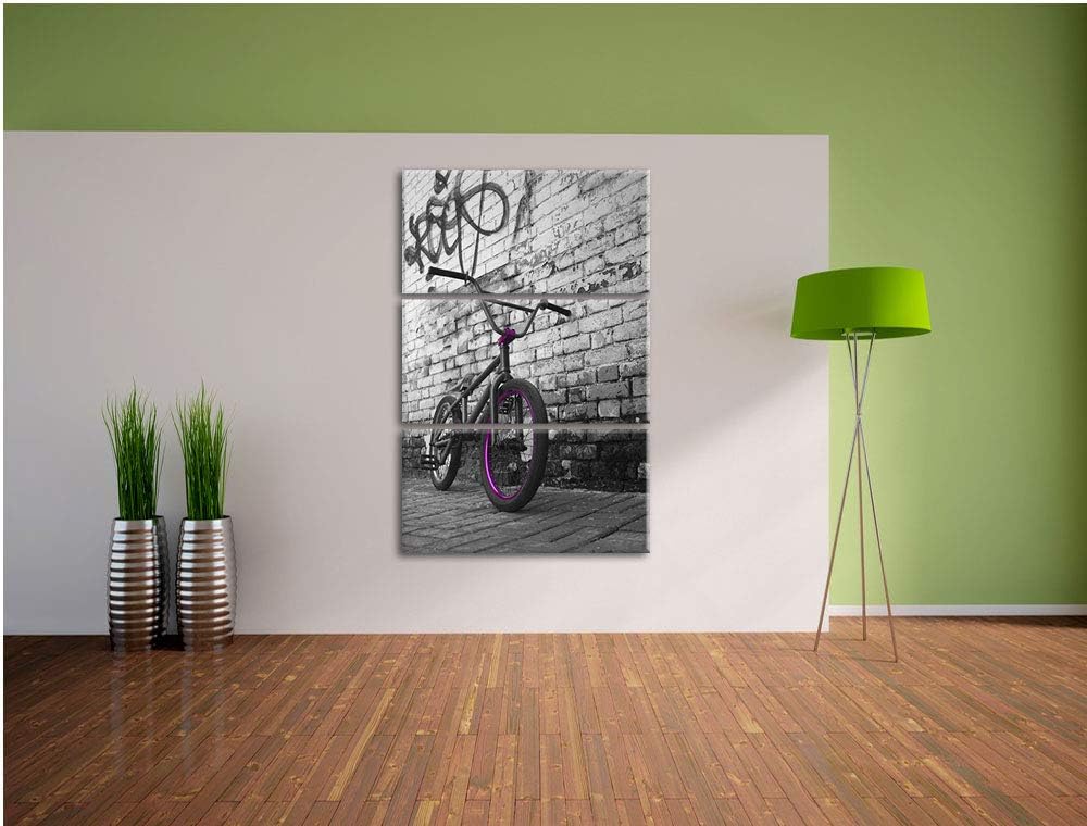 Pixxprint BMX Fahrrad Graffiti als Leinwandbild | Grösse: 3 Teilig (120x80) | Wandbild| Kunstdruck |
