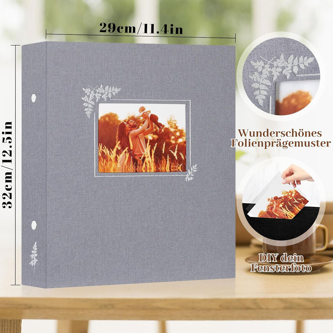 Lanpn Fotoalbum 11,5x15 11x15 400 Taschen, Leinen Einstecken Einsteckalbum für Vertikale Bilder Foto