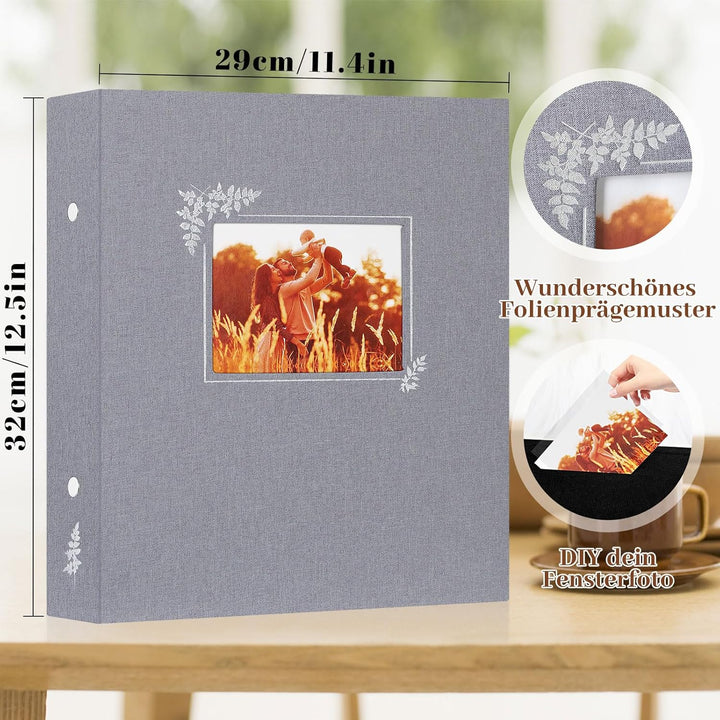 Lanpn Fotoalbum 11,5x15 11x15 400 Taschen, Leinen Einstecken Einsteckalbum für Vertikale Bilder Foto