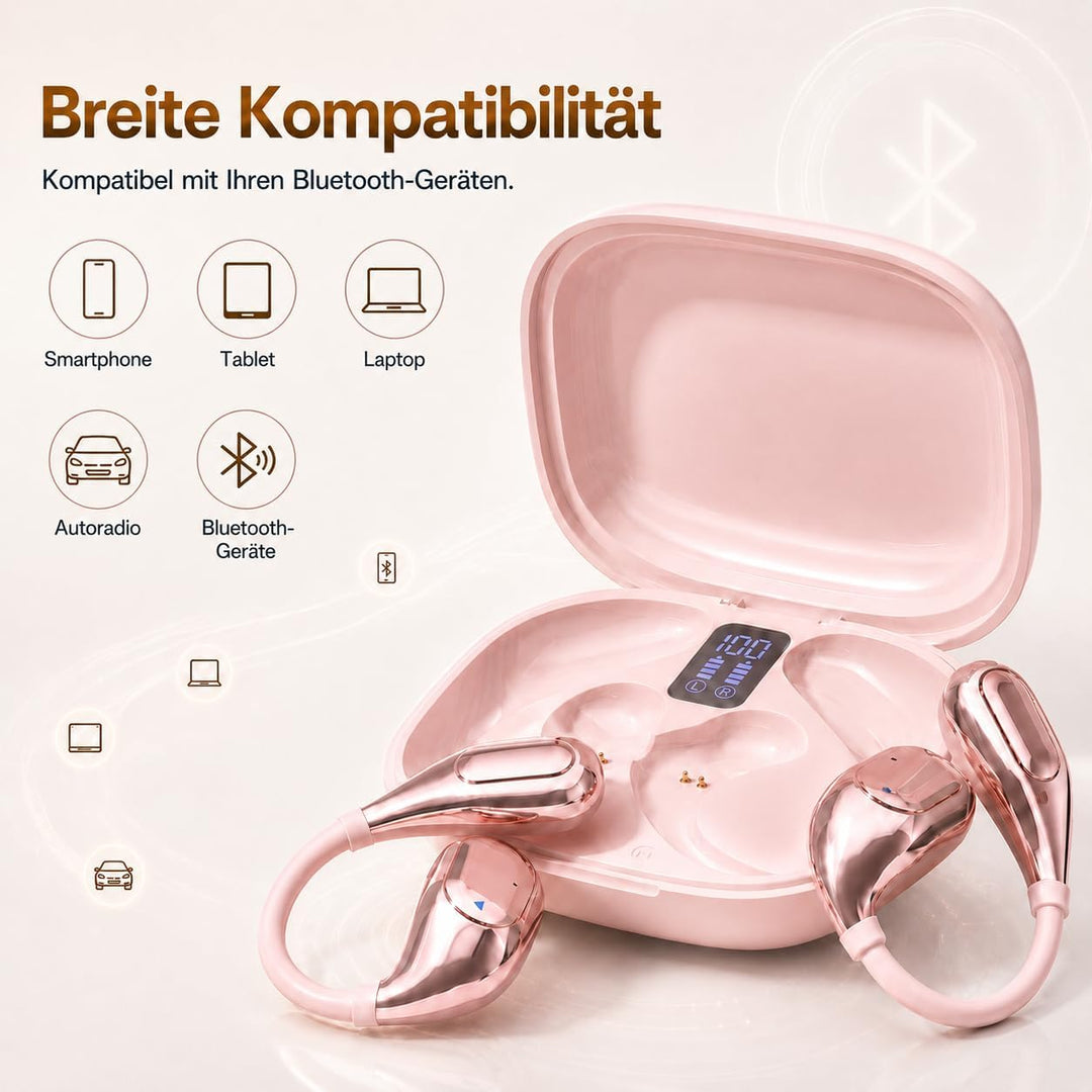 Bluetooth Kopfhörer 6.0 Kabellos, Sport Ohrhörer mit Ohrbügel, 50 Std. Spielzeit, LED Display Ladeca