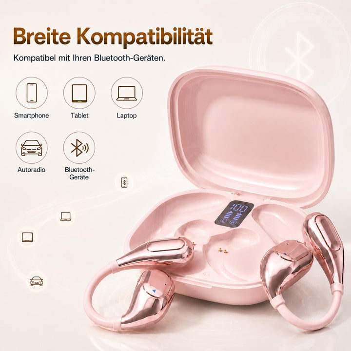 Bluetooth Kopfhörer 6.0 Kabellos, Sport Ohrhörer mit Ohrbügel, 50 Std. Spielzeit, LED Display Ladeca