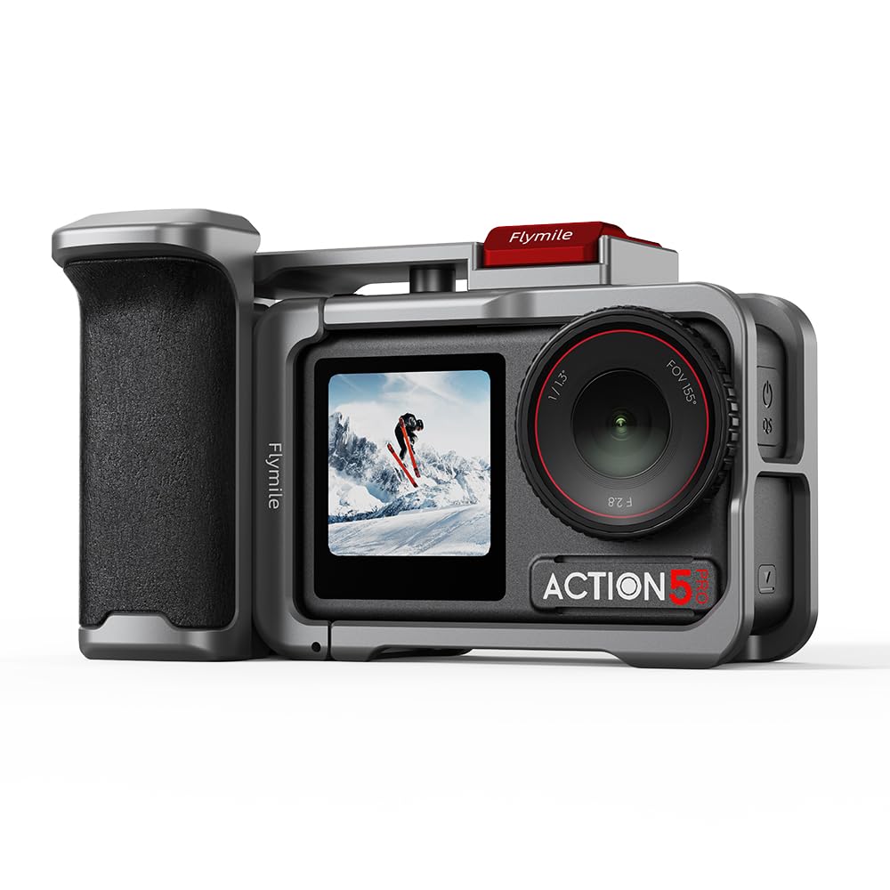 BRDRC Grip Kit für DJI Action 5 Pro 4 3 (mit Käfig), Griffhalter-Bundle Erweiterungshalterung mit Au