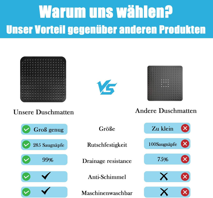 Duschmatte rutschfest 80x80cm Duscheinlage, Antirutschmatte mit Saugnäpfe für Dusche oder Badewanne,