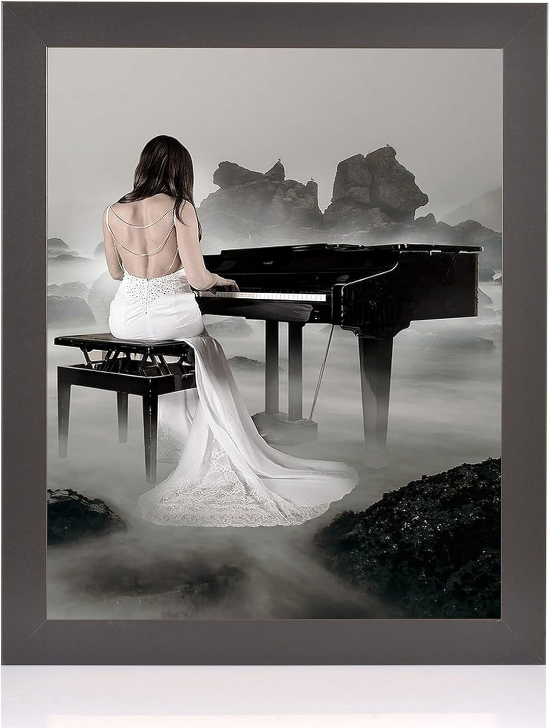 rahmengalerie24 Bilderrahmen 37,5x98 cm New Rio Rahmen schwarz Holz Acrylglas ohne Passepartout Port