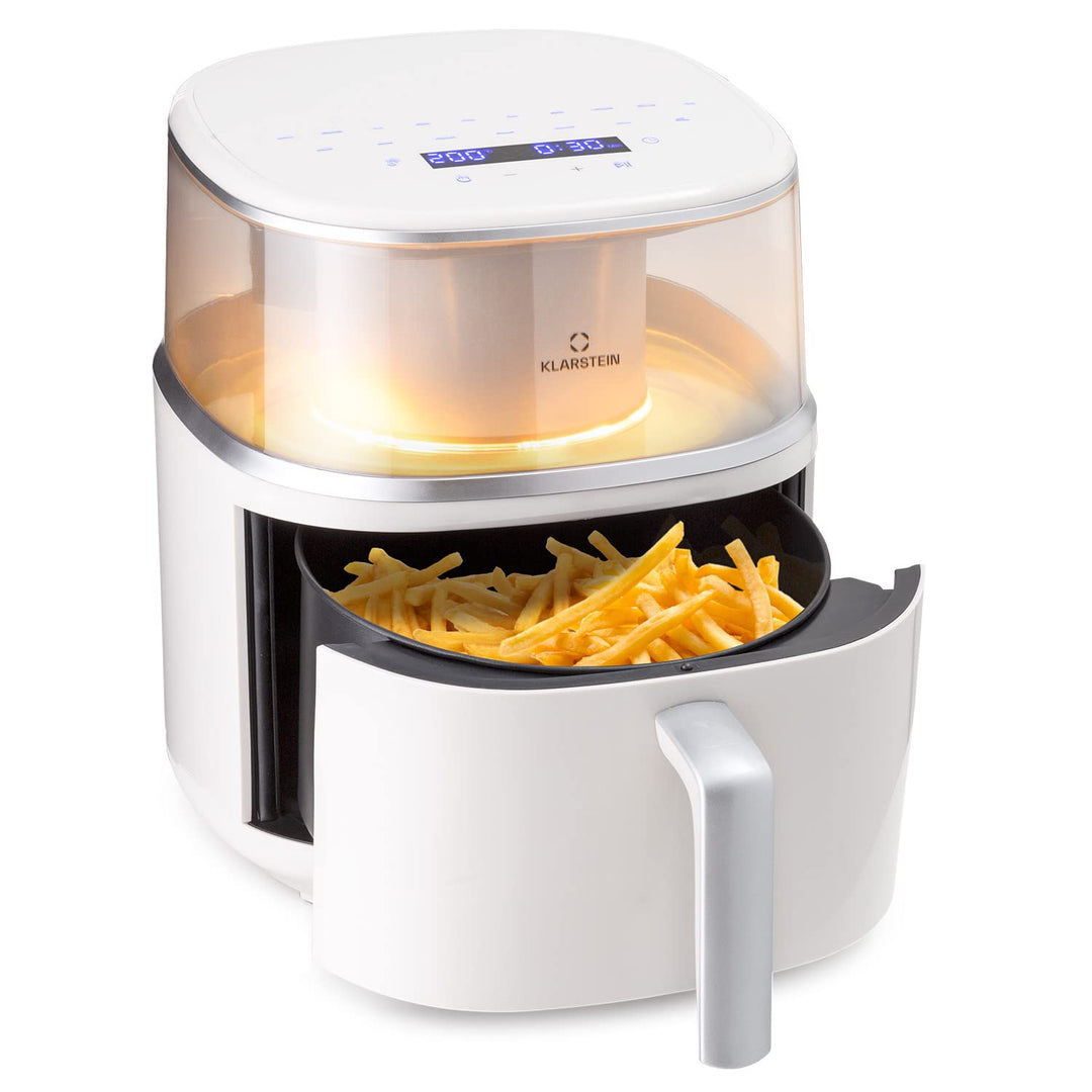 Klarstein Heissluftfriteuse, XL Air Fryer zum Frittieren, Friteuse mit Dampffunktion, Temperaturwahl