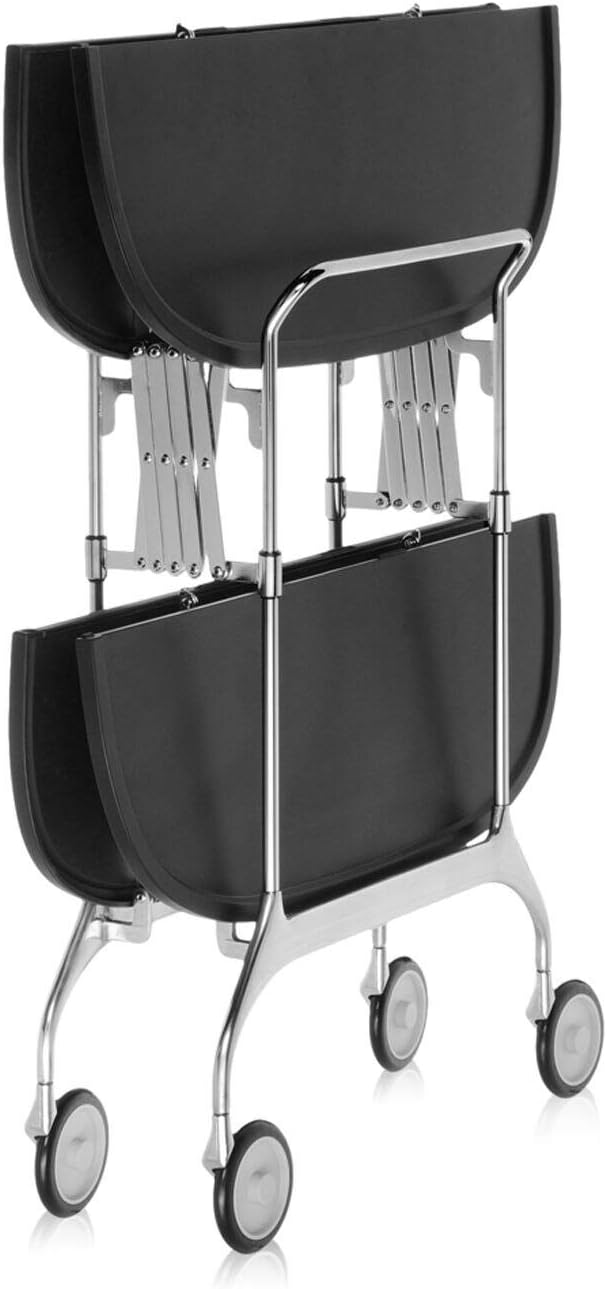 Kartell Gastone Rollwagen, Kunststoff, Schwarz, 62 x 70 x 68 cm Verchromtes Struktur Schwarz, Verchr