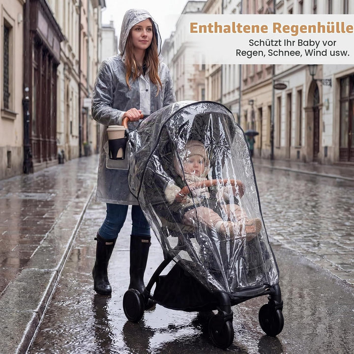 COSTWAY Kinderwagen klappbar mit Regenschutz, Reisebuggy mit verstellbarem Rückenlehne, Fussstütze,