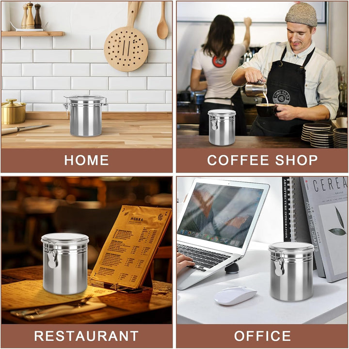 2 Stück Kaffeedose Luftdicht mit Deckel, 850ml Kaffeebohnen Behälter aus Edelstahl, kaffeebohnen auf