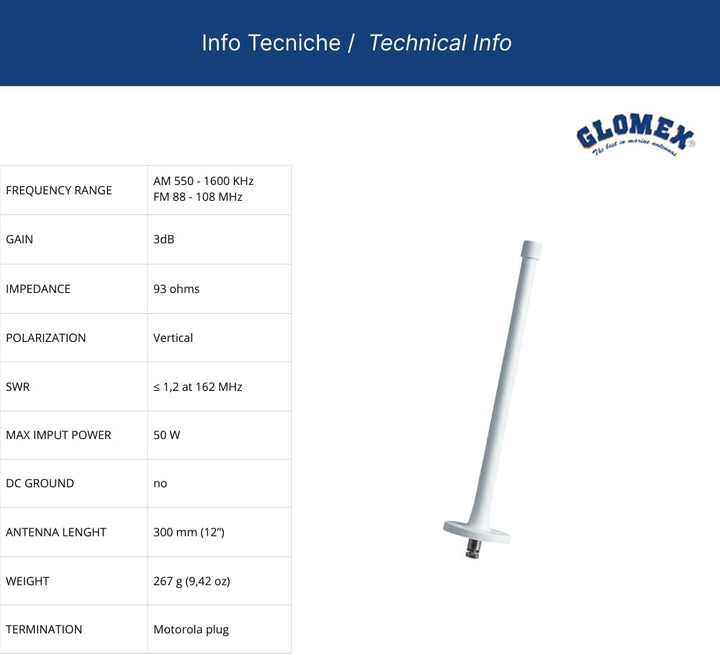 ANTENA AM/FM - 300 MM - GOMA - 3 M - I
