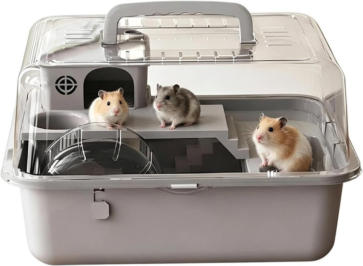 Hamsterhaus – mit Laufrad, transparente Tragetasche, 30,5 cm, Hamsterbox, Kleintierhaus, für syrisch
