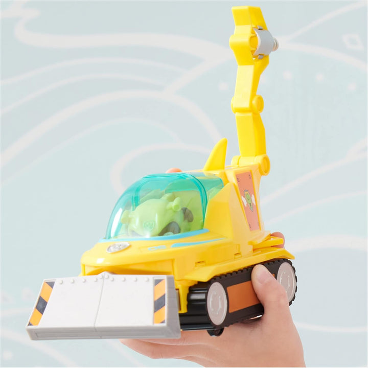 PAW PATROL, Aqua Pups - Basis Fahrzeug Spielzeugauto im Hammerhai-Design mit Rubble Welpenfigur, Spi