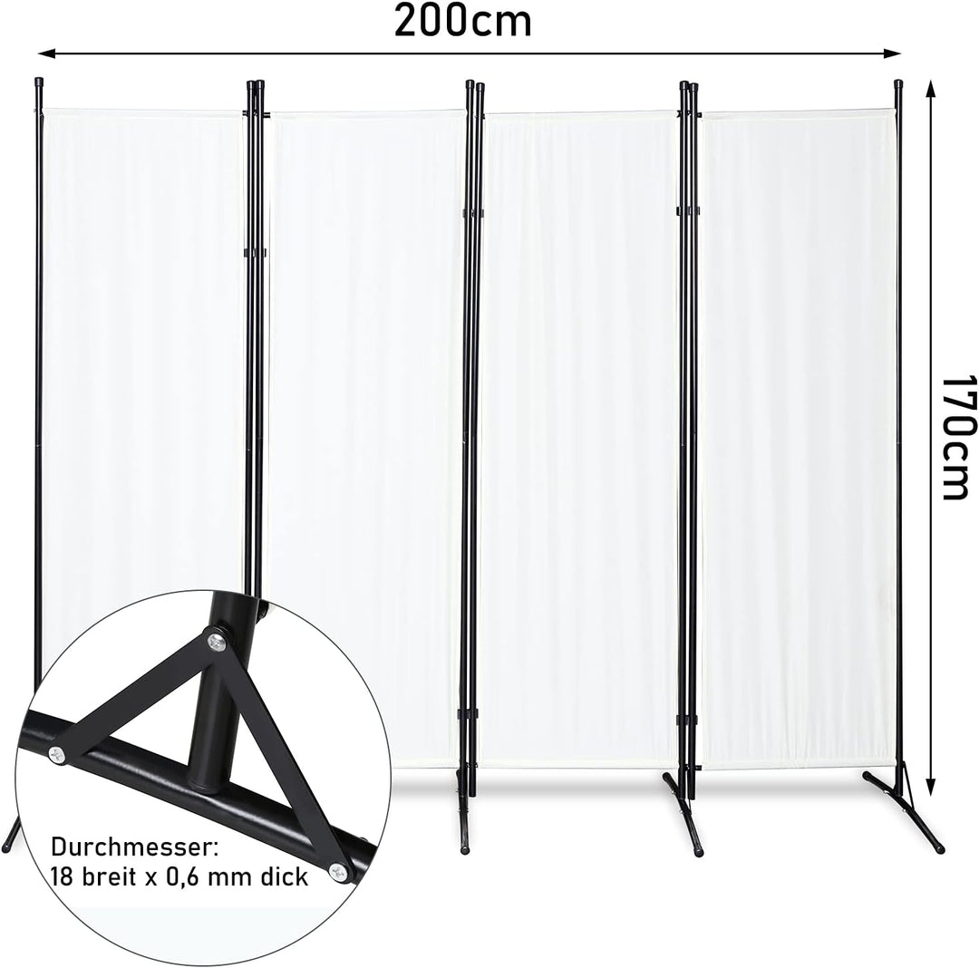 Gimisgu Paravent 200x170cm Raumteiler Gross Garten Stellwand Trennwand Balkon Sichtschutz, 4 Teilig,