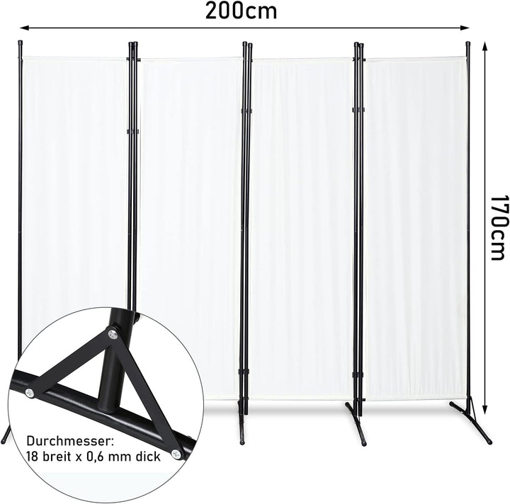 Gimisgu Paravent 200x170cm Raumteiler Gross Garten Stellwand Trennwand Balkon Sichtschutz, 4 Teilig,