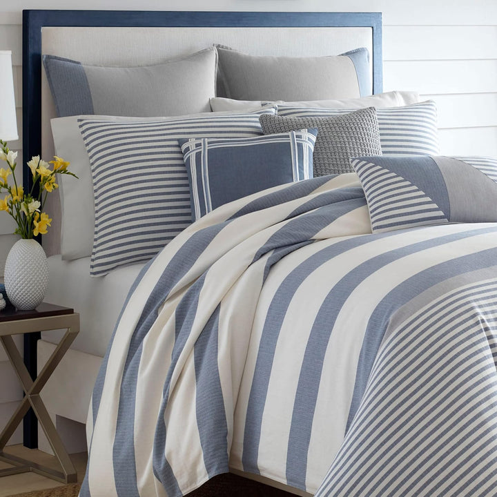Nautica Home | Fairwater Collection | 100% Cotton Mediterranean Inspired Design Herringbone Weave Du