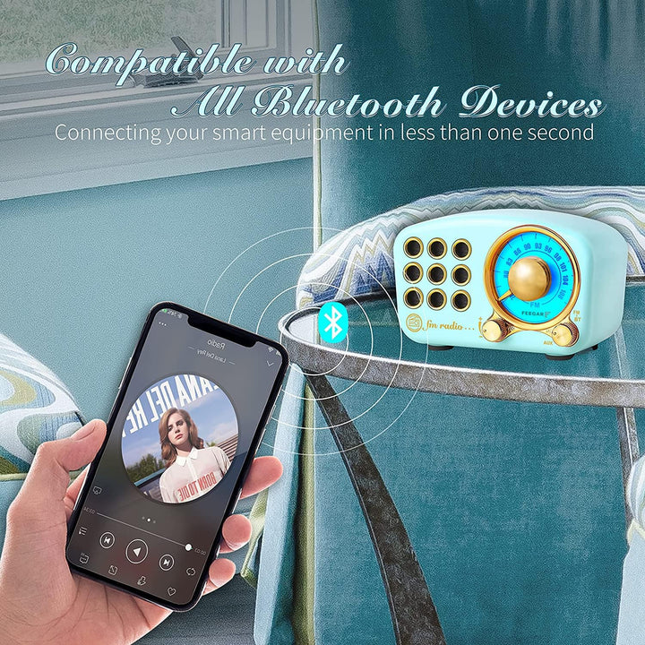 Radio Feegar Retro Bluetooth Lautsprecher,Vintage FM Radio mit altmodischem klassischem Stil,Starke