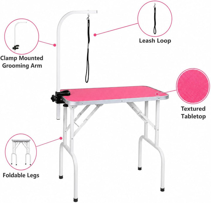 LEIBOU Haustier Hund Grooming Tisch Faltbarer Grooming Tisch Heavy Duty Eisenrahmen mit Arm/Schlinge