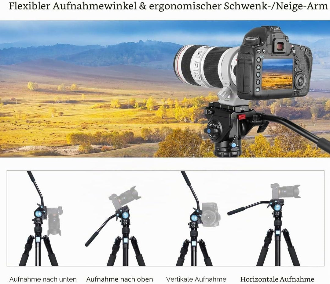 SIRUI AM-5V Fluid Videoneiger mit Flacher Basis, Traglast: 3kg, 360 Grad, Arca Swiss kompatibel, AM-