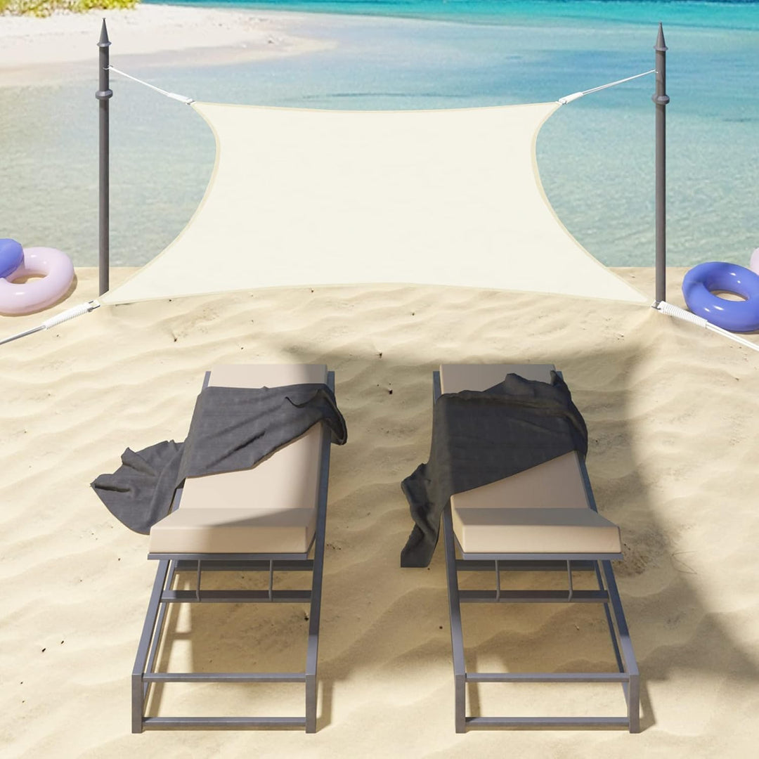 WOLTU Sonnensegel Dreieck 3,6x3,6x5,1m Creme wasserabweisend Sonnenschutz Polyester Windschutz mit U