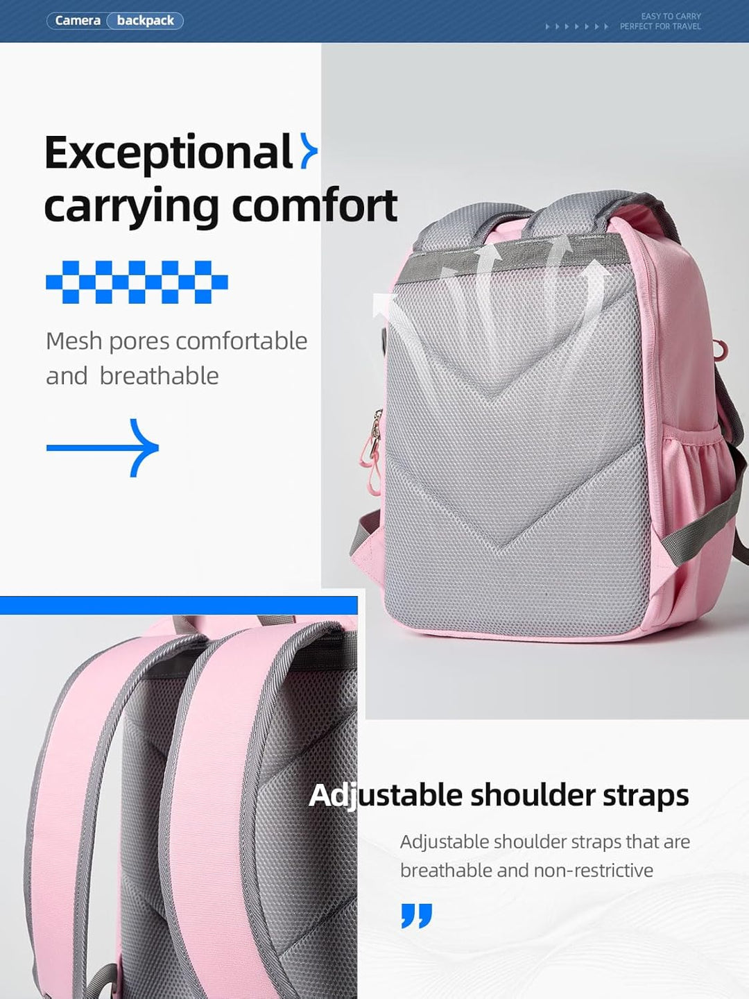 llano Kamerarucksack für DSLR/SLR/Spiegellose Kameras – Wasserabweisender Fotorucksack mit Laptopfac