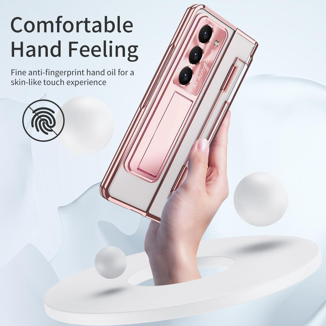 NINKI Kompatible Luxus Scharnierschutz für Samsung Z Fold 3 Hülle mit S Pen und Halter,5 in 1 Displa