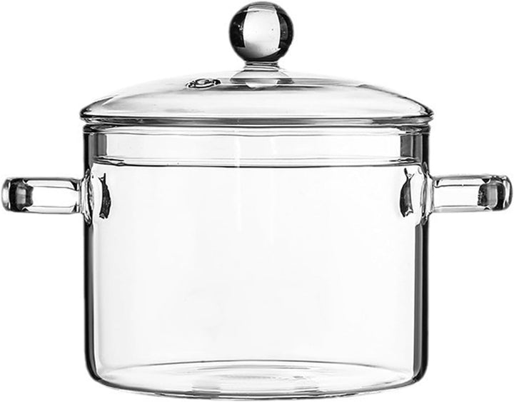 AnaTI Glastopf Kochtopf, 1400ML Suppentopf mit Deckel zum Kochen, Hochtemperaturbeständiger Transpar