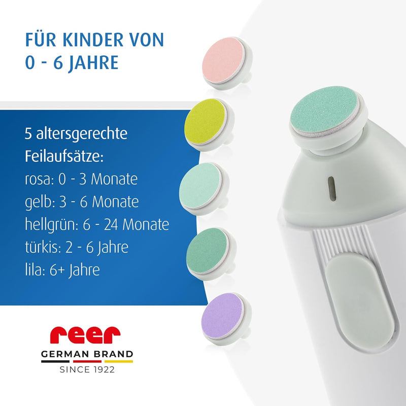 reer BabyCare elektrische Nagelfeile | Baby Nagelfeile für jede Altersstufe | Nagelpflegeset für Bab