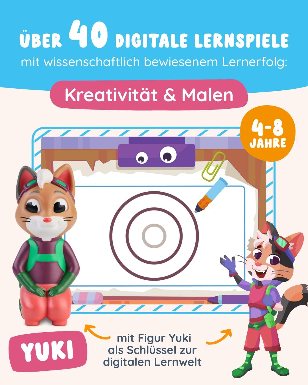 Edurino Figur Juki Kreativität & Malen ab 4 Jahren | Innovatives & digitales Lernspiel | Farbenlehre