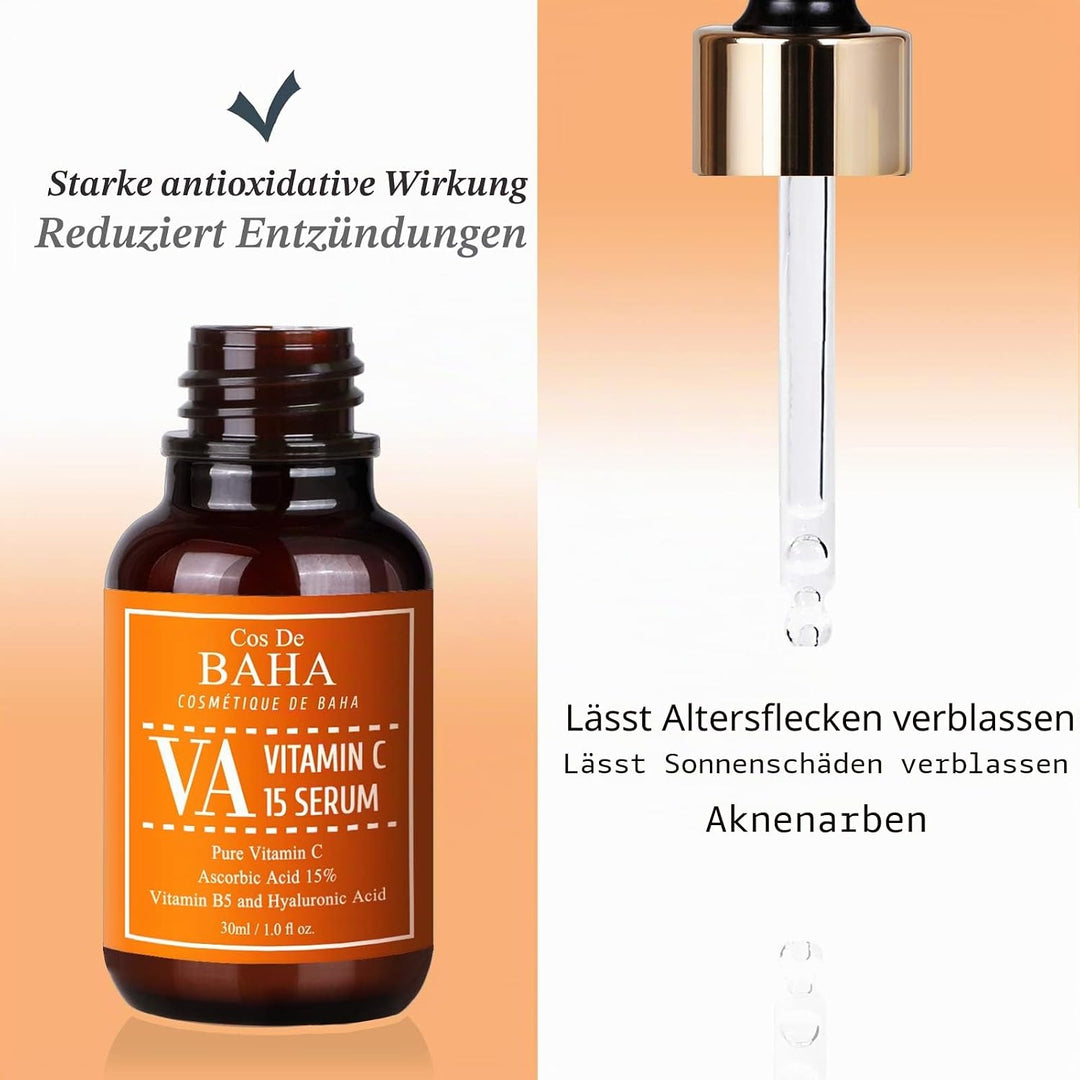 Vitamin C Serum 30ml Ascorbinsäure 15% + Vitamin B5 - Koreanische Hautpflege gegen Altersflecken