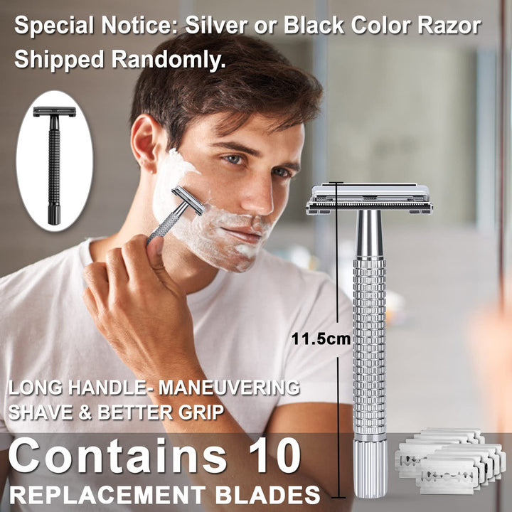 Nassrasierer Herren, Bartpflege Set für Männer inkl Safety Razor, Rasierpinsel,Rasiercreme After Sha