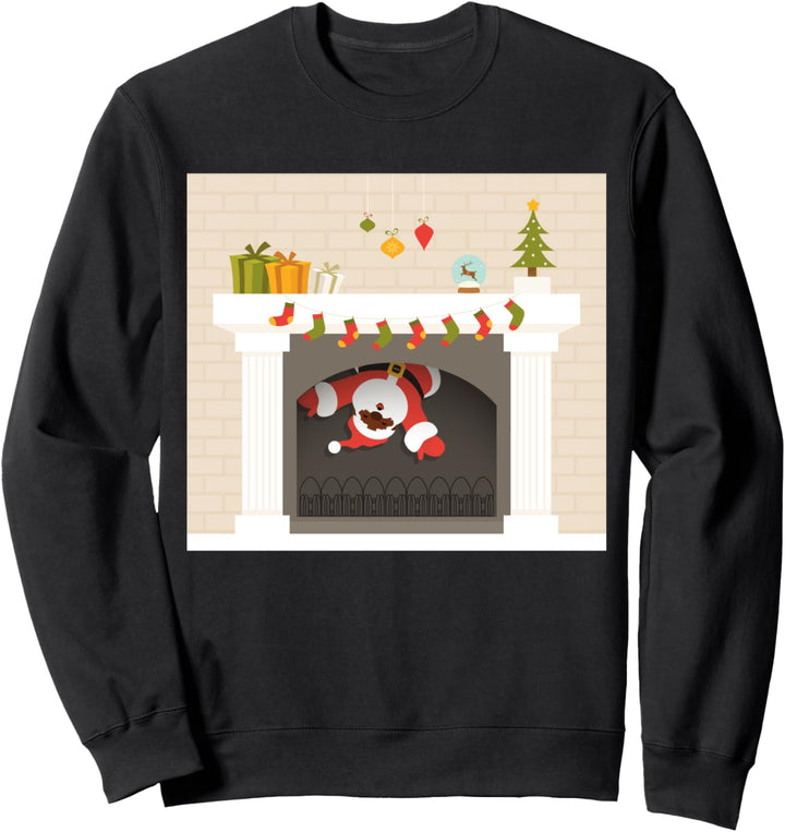 Weihnachten afrikanischer Weihnachtsmann im Kamin stecken Sweatshirt