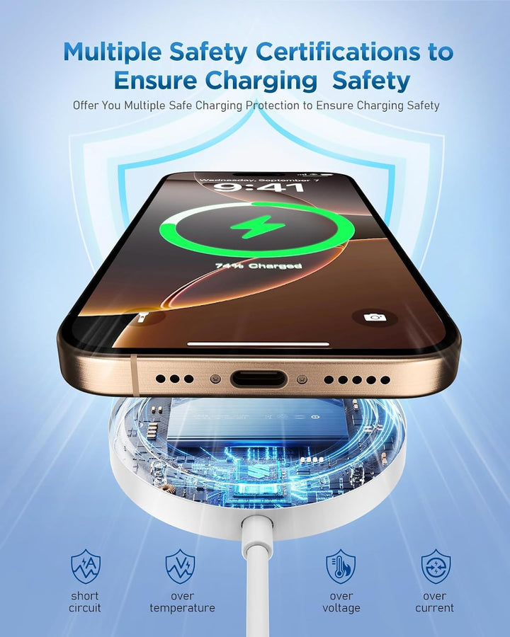 Mag-Safe Ladegerät Wireless Charger für iPhone: Magnet Ladestation Induktive kabellos Ladepad Kompat