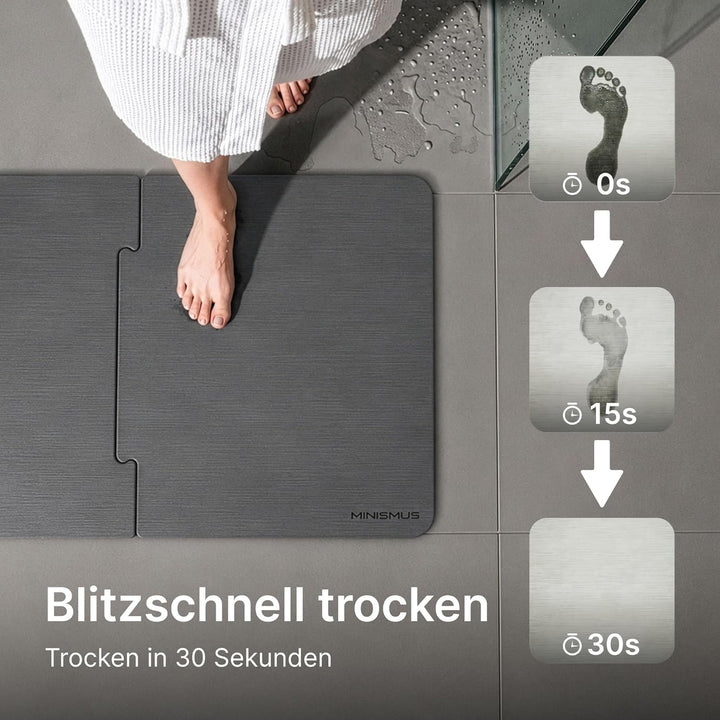 Minismus Puzzle Badematte Stein 80x50cm - Diatomite Stone Bath Mat - Steinmatte Badezimmer - Duschvo